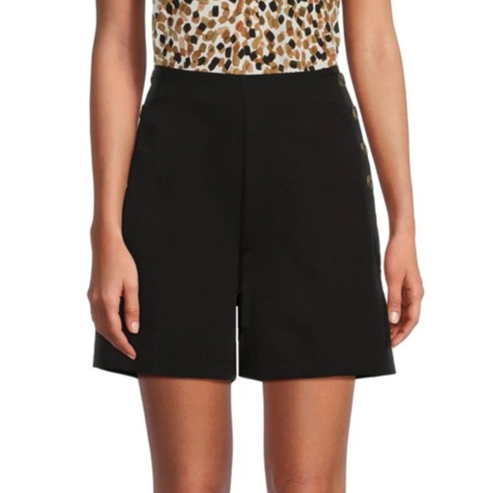 Saks Fifth Avenue Button Dress Black Shorts